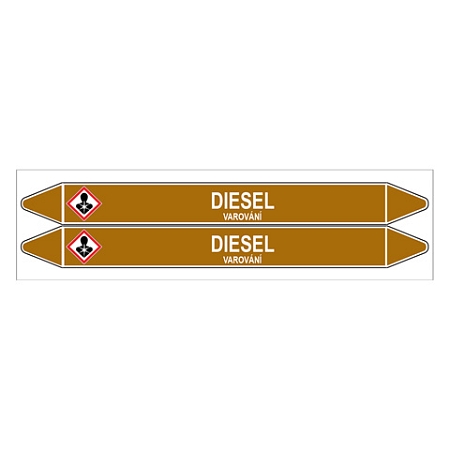 Značení potrubí, diesel,2 ks, 450 × 52 mm